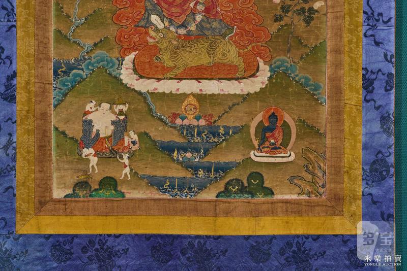 18世纪 （西藏）矿物彩绘莲师八变之愤怒金刚唐卡 - 图5